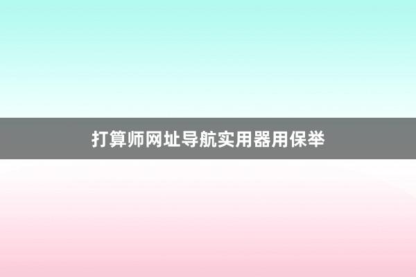 打算师网址导航实用器用保举