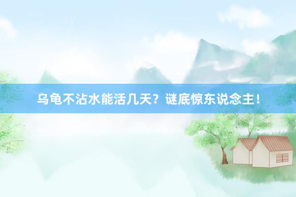 乌龟不沾水能活几天?谜底惊东说念主!